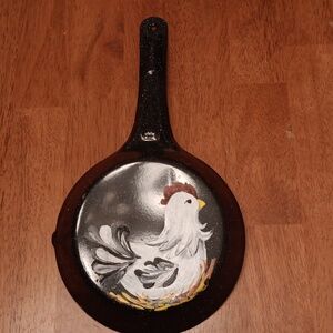 Handpainted Skillet Chicken Farmhouse Wall Hanging Decorative Only